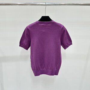 Purple knitted short-sleeved T-shirt